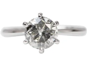 2.34ct Salt and Pepper Diamond Solitaire 14K White Gold Engagement Ring R6187