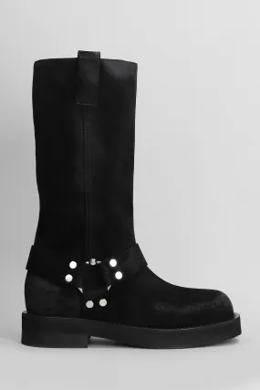 3JUIN Demi 020 Low Heels Ankle Boots In Black Suede