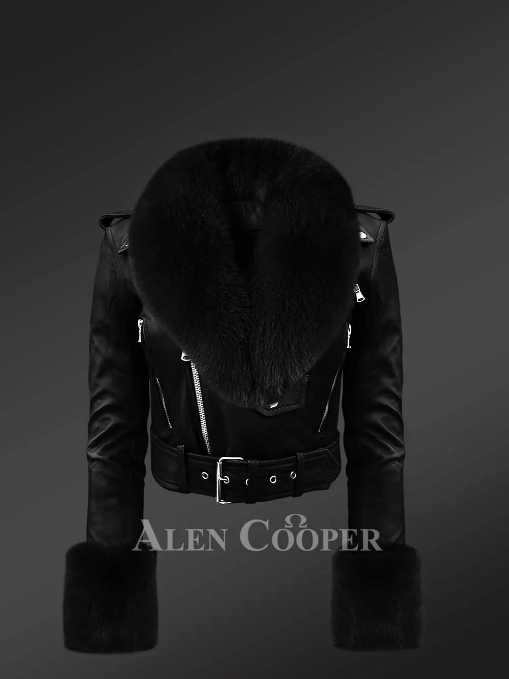 Authentic Leather Jackets In Black With Removable Fur Collar