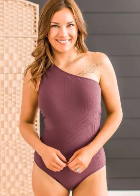 Beach Bound Ribbed One-Piece Swimsuit | Plum