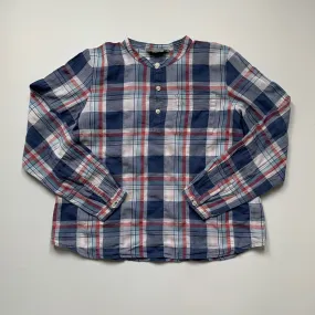 Bonpoint Cotton/ Linen Collarless Check Shirt: 6 Years & 10 Years