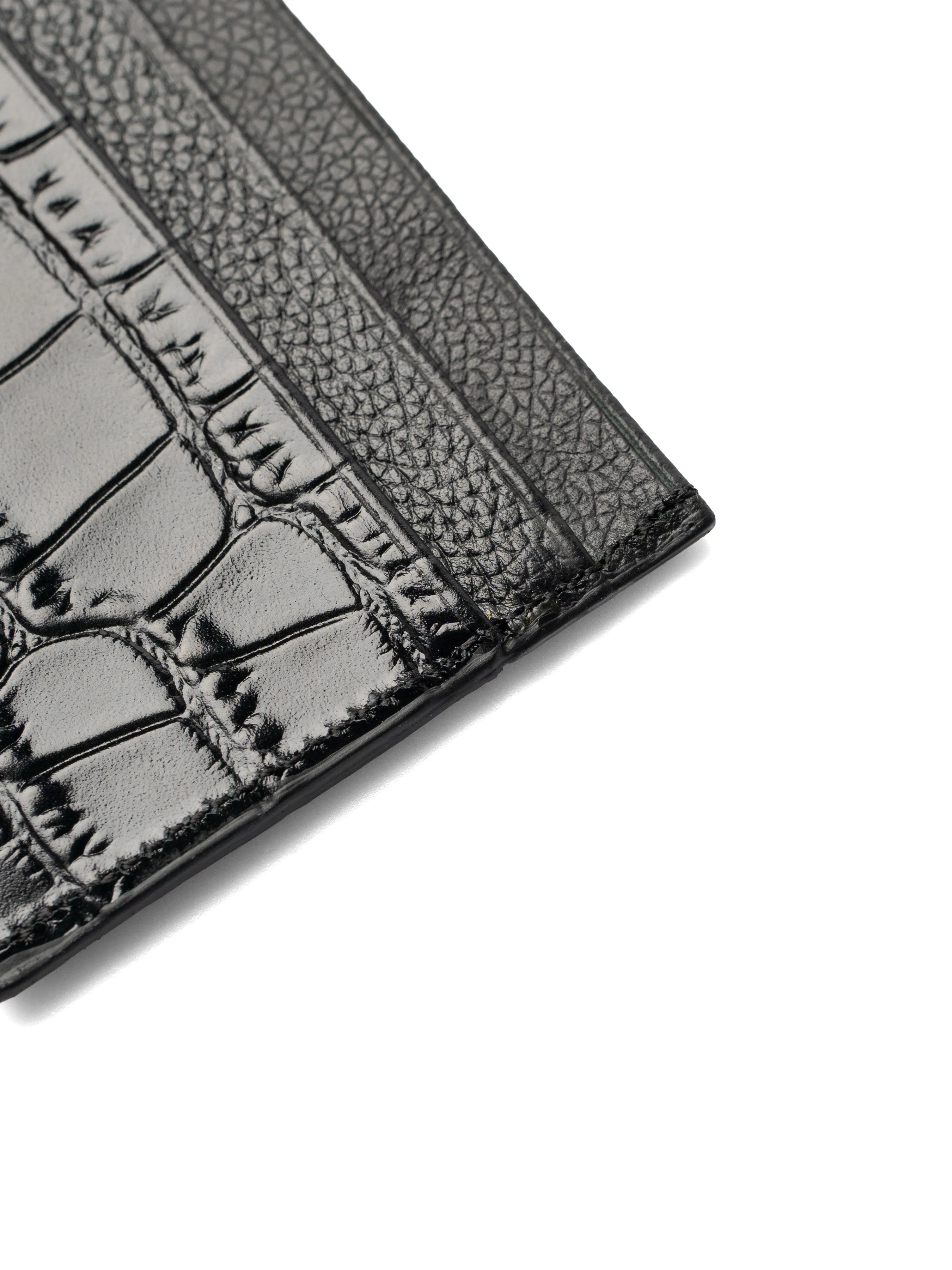 Card Holder - Black Matte Croco Leather