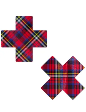 CROSS NIPPLE PASTIES - TARTAN