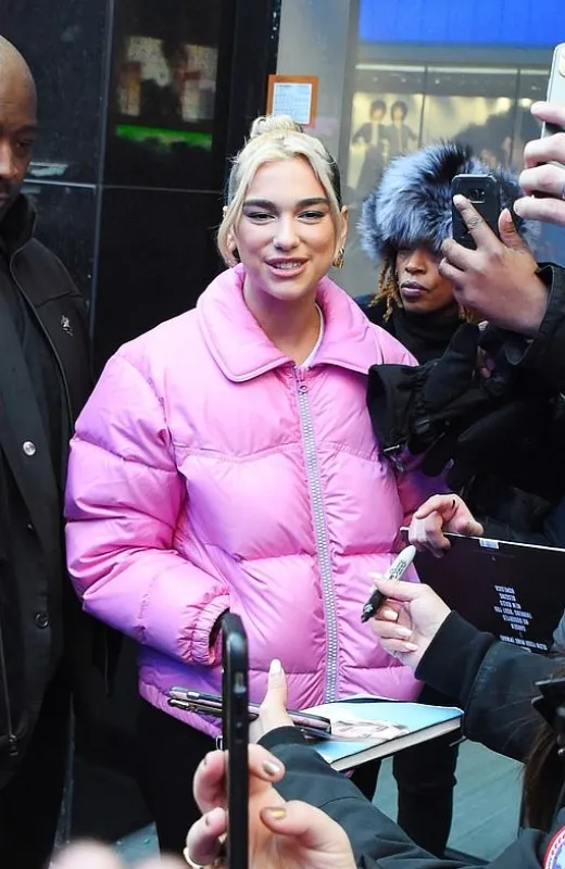 Dua Lipa Pink Puffer Jacket - Movie Leather Jackets