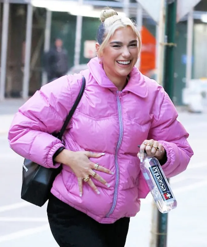 Dua Lipa Pink Puffer Jacket - Movie Leather Jackets