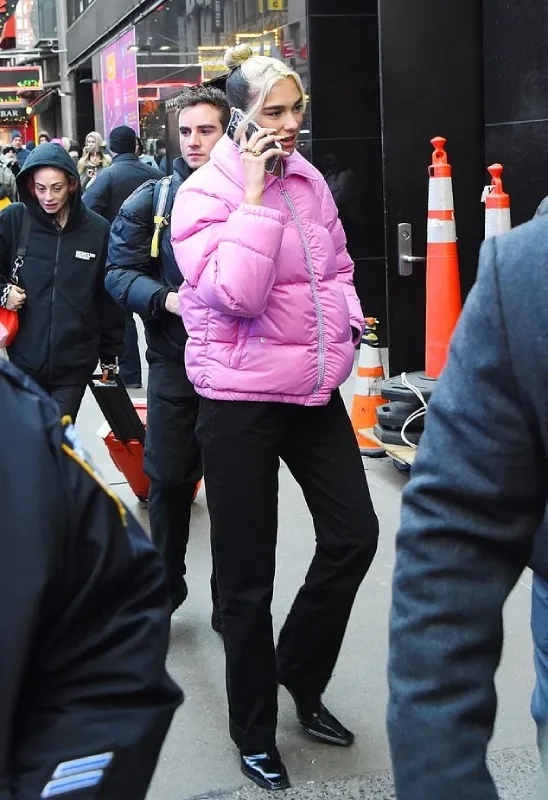 Dua Lipa Pink Puffer Jacket - Movie Leather Jackets