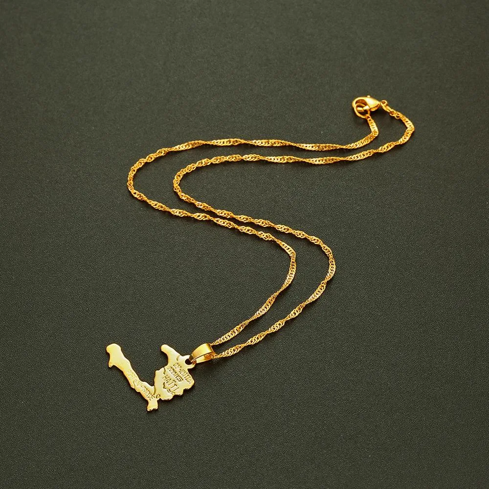 Haiti Map Gold Necklaces&Pendants