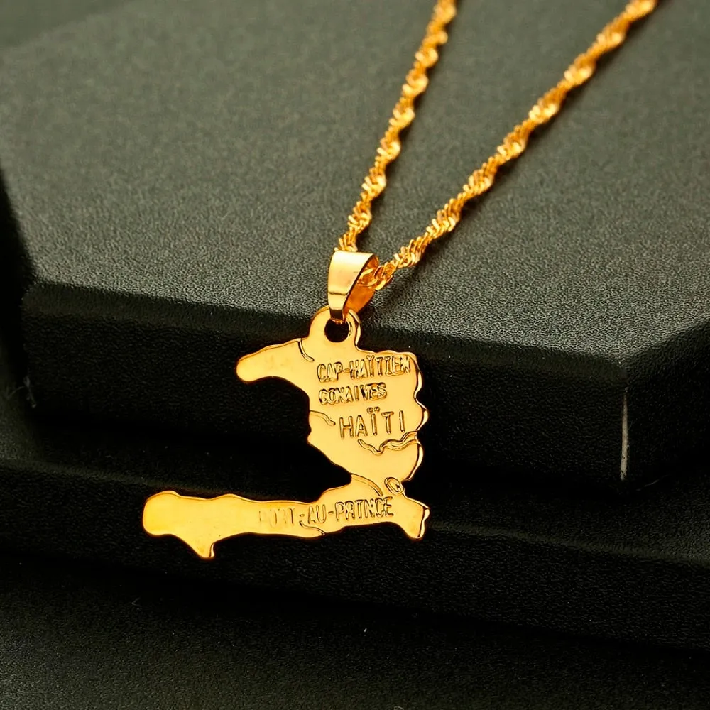 Haiti Map Gold Necklaces&Pendants