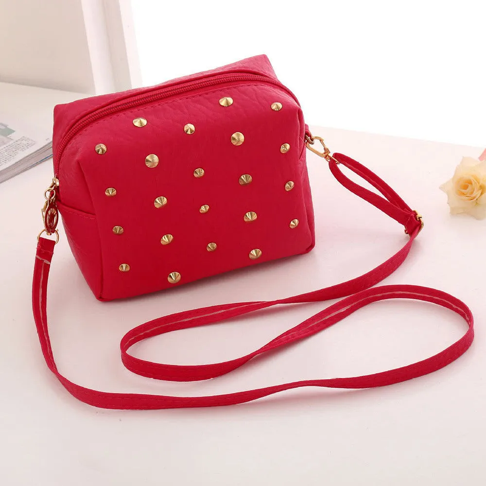 Handbag PU Leather Women Shoulder Bags Zipper Soft Ladies Bag Rivet Bolsas Femininas