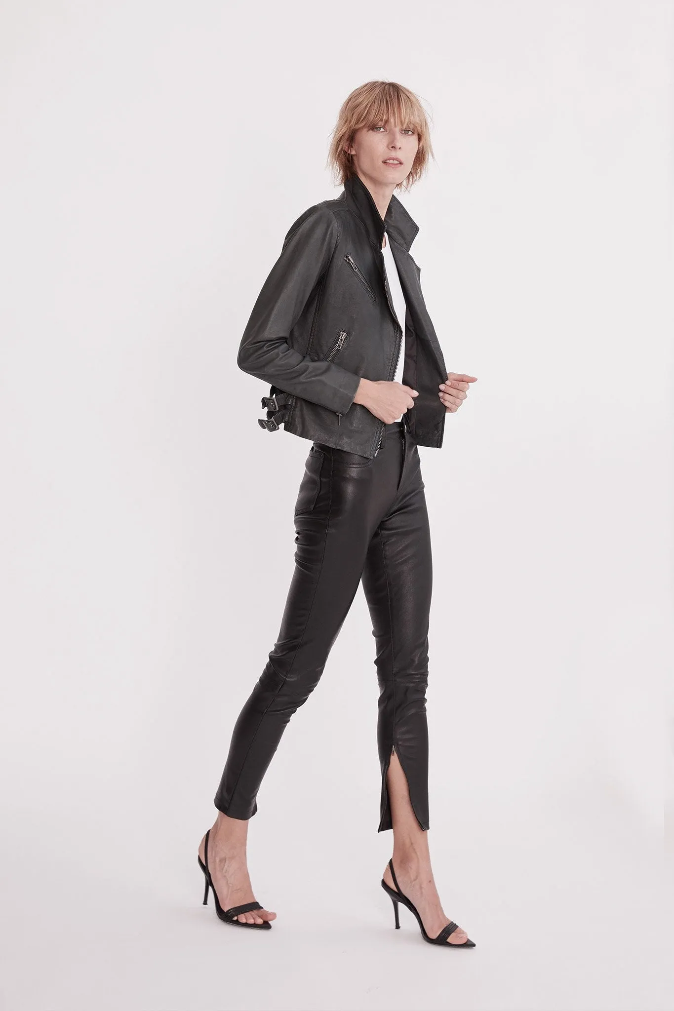 Houston High Rise Legging Black Stretch Leather