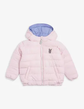 Kids Animal-patch Pink Hooded Puffer Jacket - The Puffer Jackets