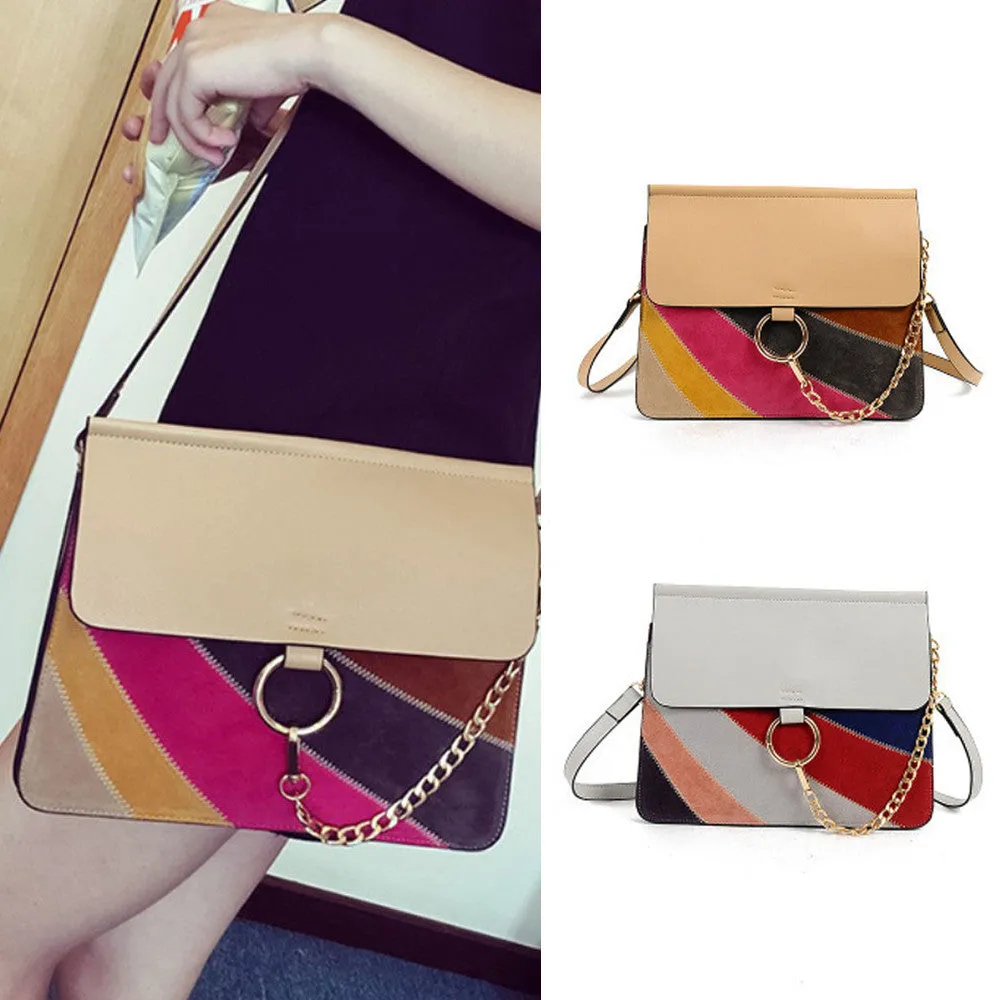 Luxury Rainbow Frosted Women Shoulder Bags Messenger Bag Small Square Package Chain Women's Handbags