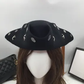 Men and Women Leisure Stage Performance Tricorn Wool Pirates Hat