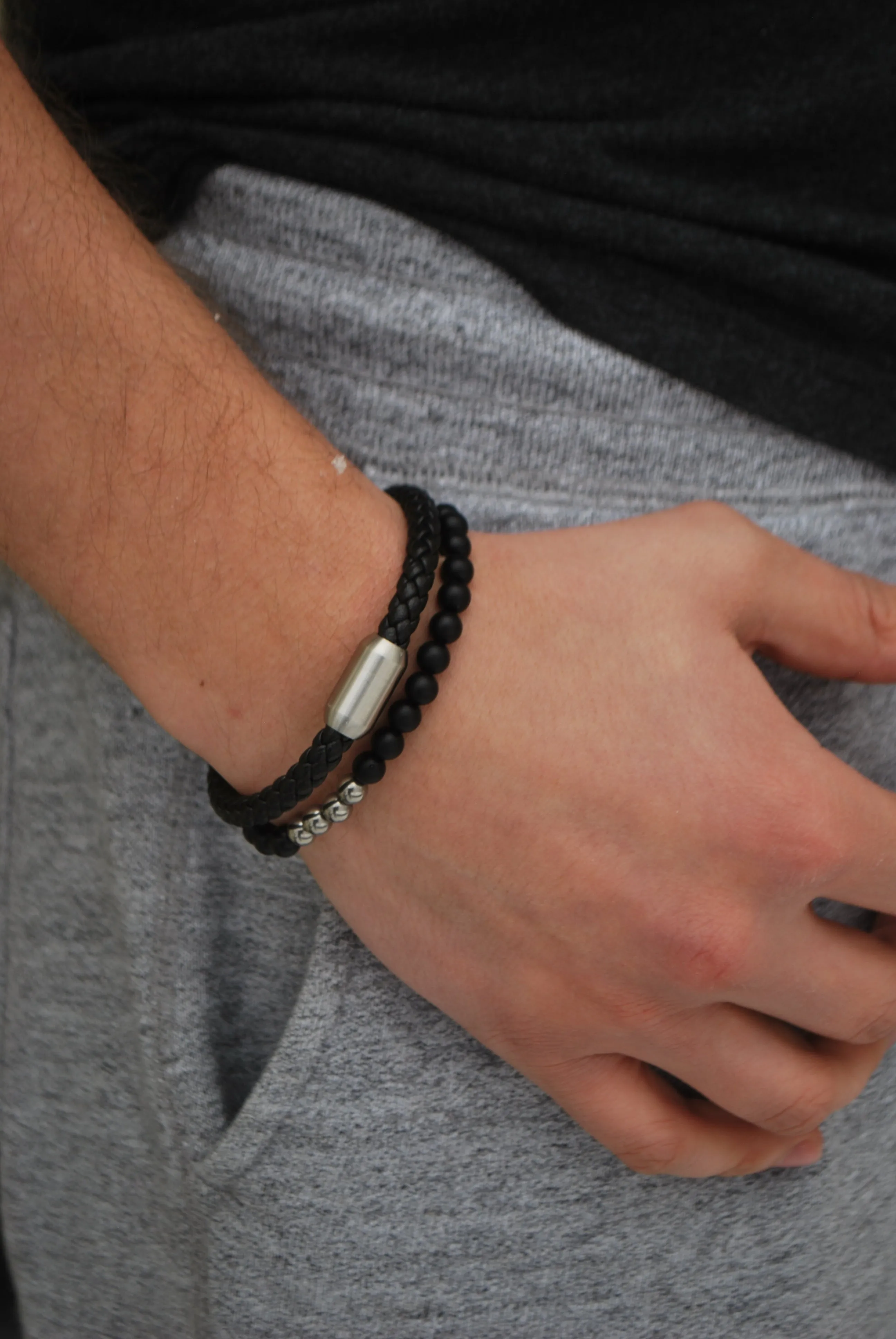 Men's Leather Braided Bracelet