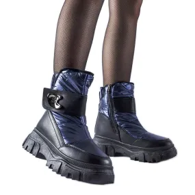 Navy blue and black Mejia insulated snow boots