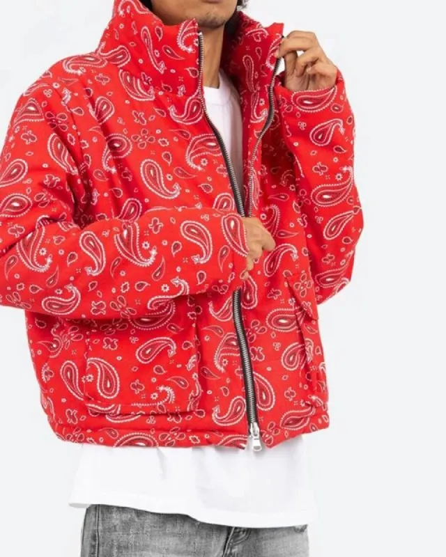 Red Bandana Puffer Jacket | The Puffer jackets