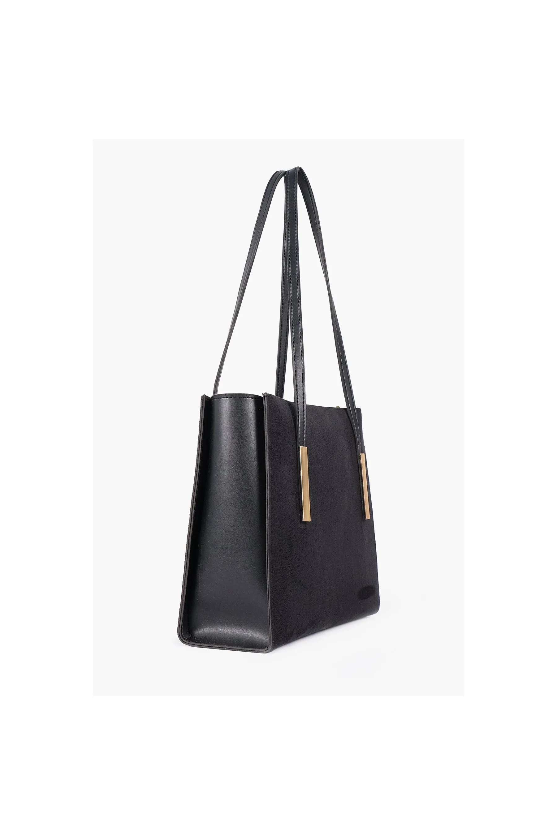 RTW Black Suede Zipper Shoulder Bag With Long Handle Black Suede Women Shoulder Bags