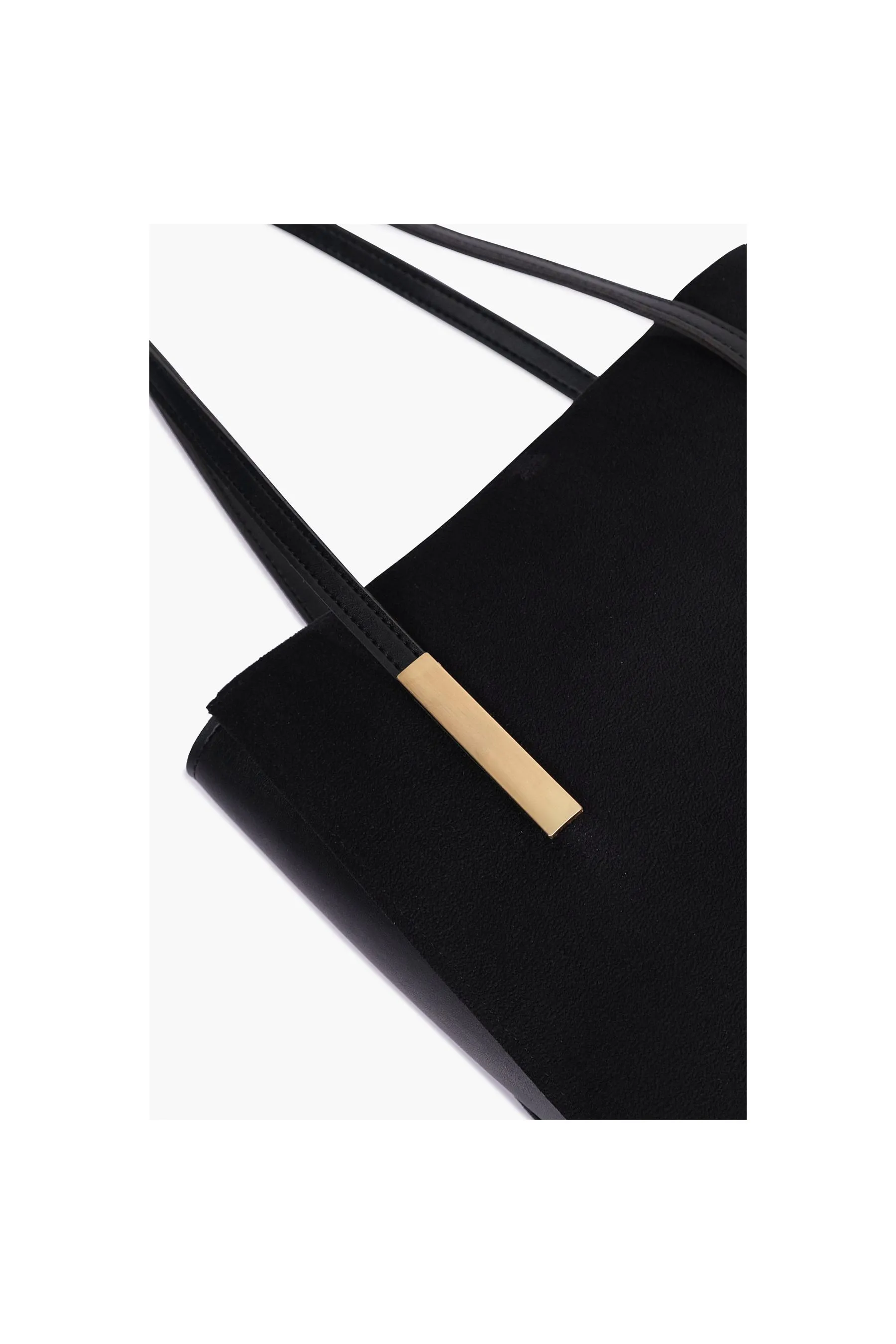 RTW Black Suede Zipper Shoulder Bag With Long Handle Black Suede Women Shoulder Bags