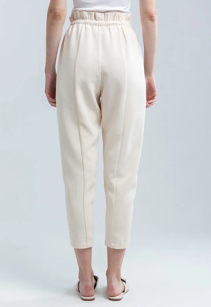 Ruffled Waistband Tapered Trouser