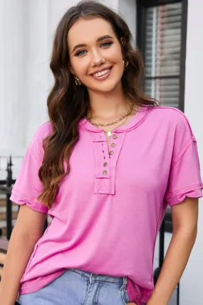 Sweet Pink Button Tee