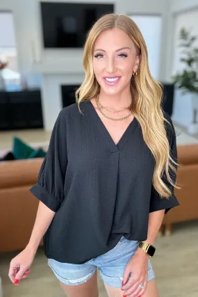 Up For Anything V-Neck Blouse in Black