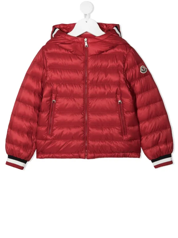 USA Red Logo-patch Padded Jacket - The Puffer Jackets