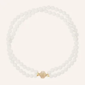 Victoire White Agate 8mm Double Strand Necklace