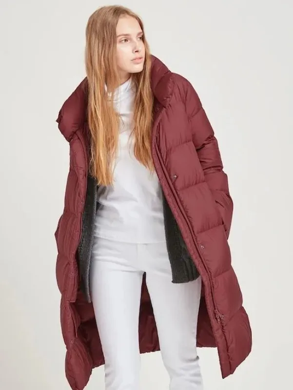 Women Maroon Nylon Puffer Coat - The Puffer Jackets