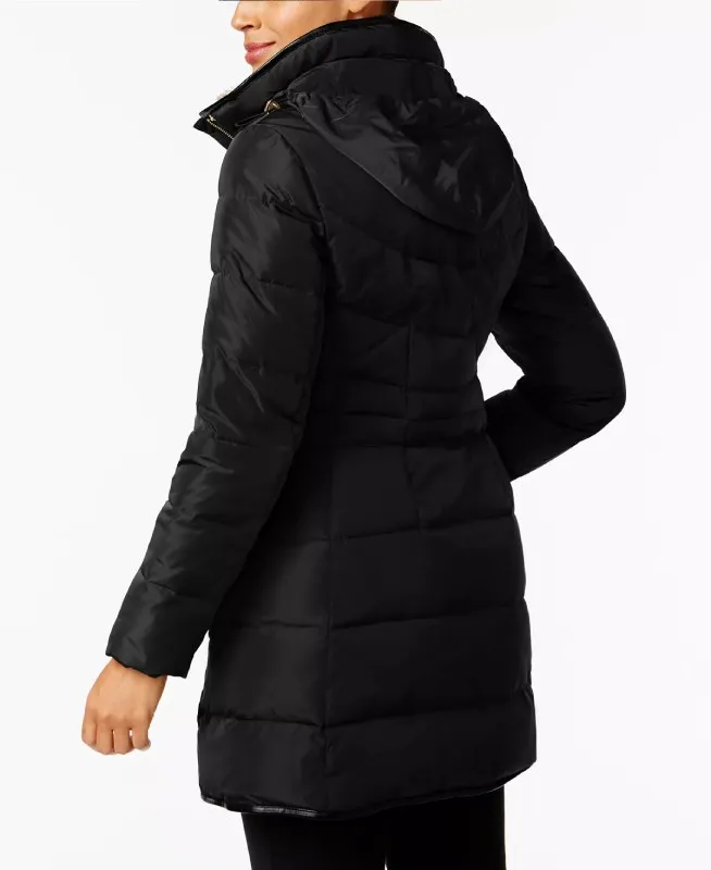 Women's Faux-Fur Collar Black Puffer Coat - The Puffer Jackets