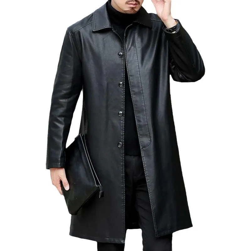 Xituodai Brand Leather Jackets Men Cashmere Coats Winter Casual Long Thick Fleece Leather Parkas Men Warm Faux Leather Jacket Co